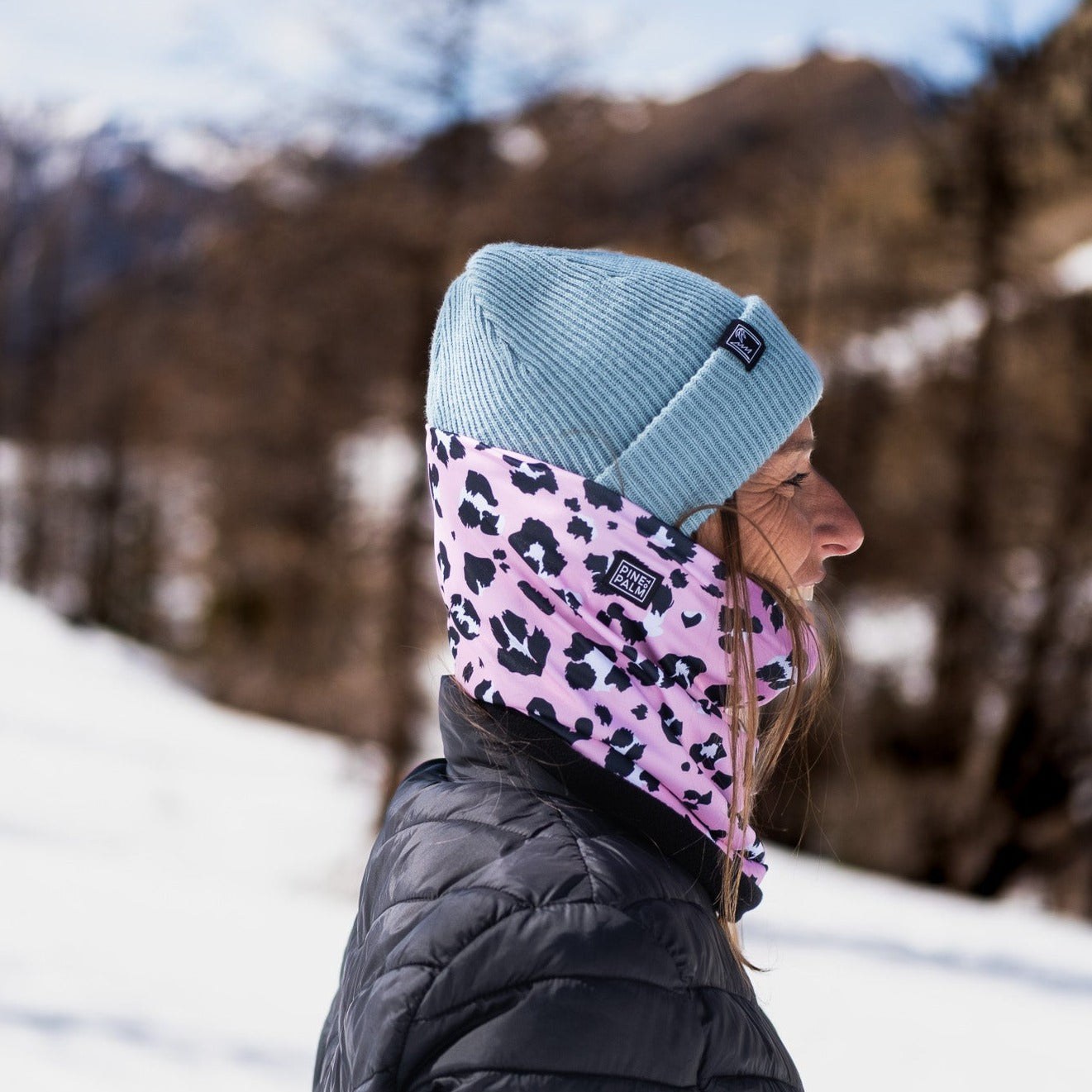 Tour de cou léopard rose pour femme - fabriqué en france - tissus